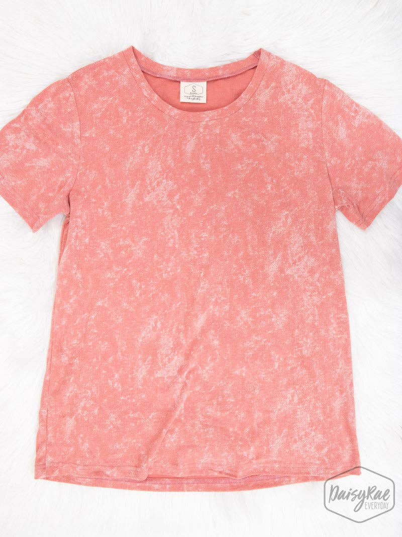 TOP103 Acid Wash Tee -Strawberry Daquiri