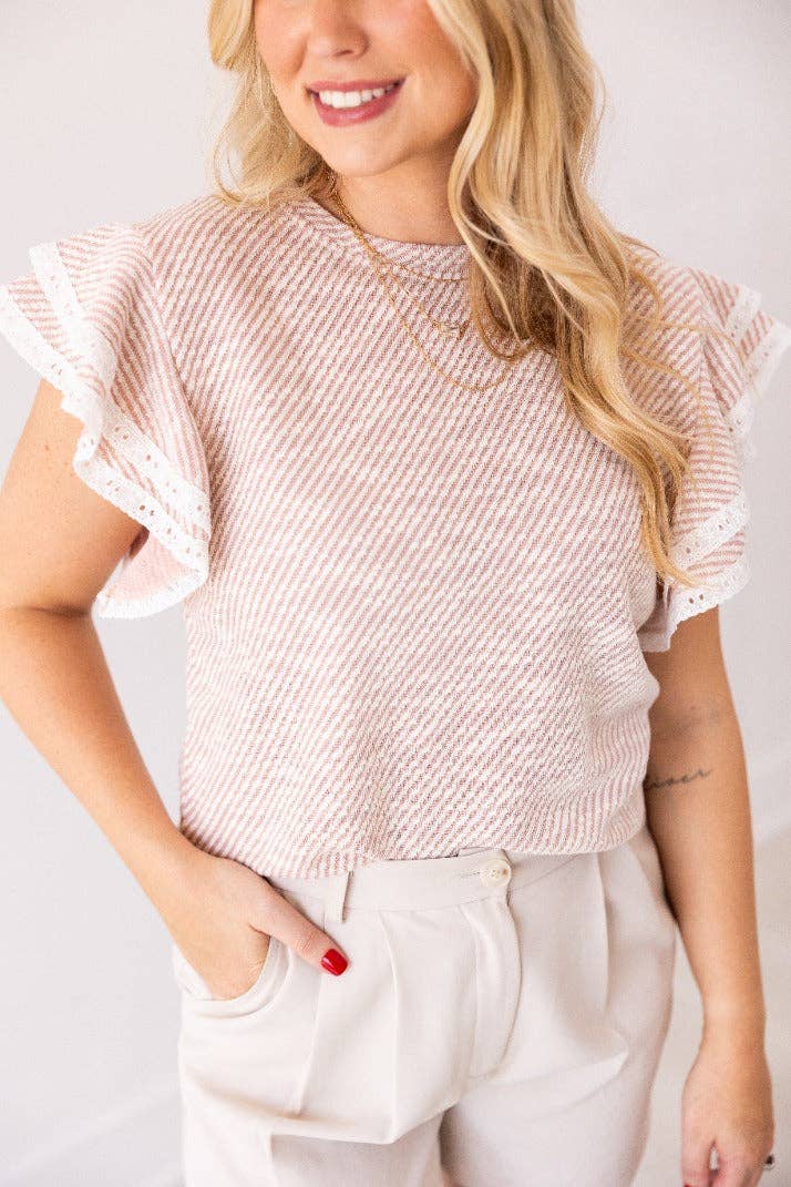 TOP126 - Dusty Rose Knit Top Trim