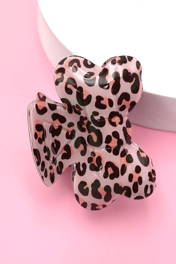 CLIP004 - Pink Cheetah Claw Clip