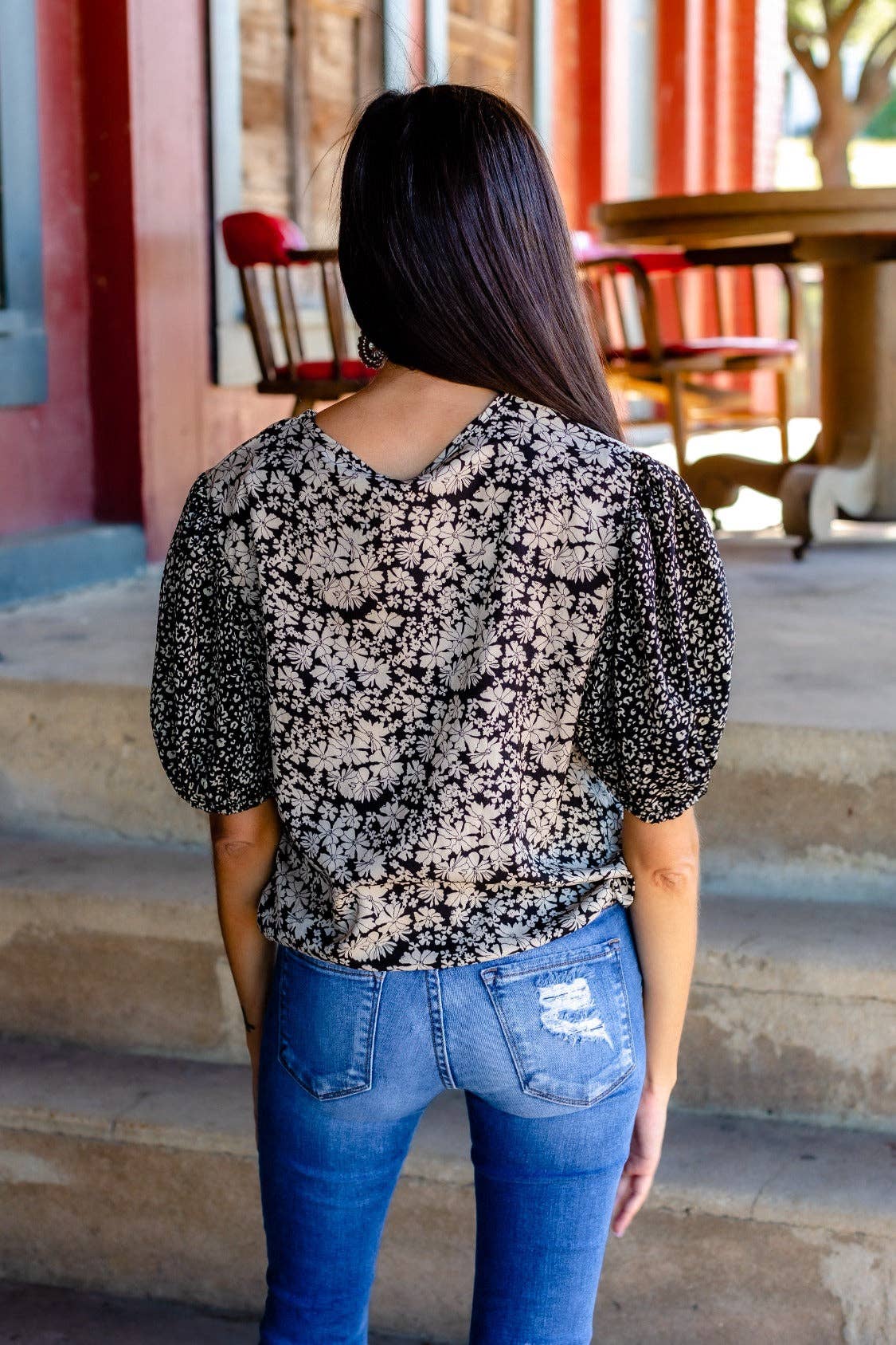 Top124 - Bountiful Blooms Top, Black