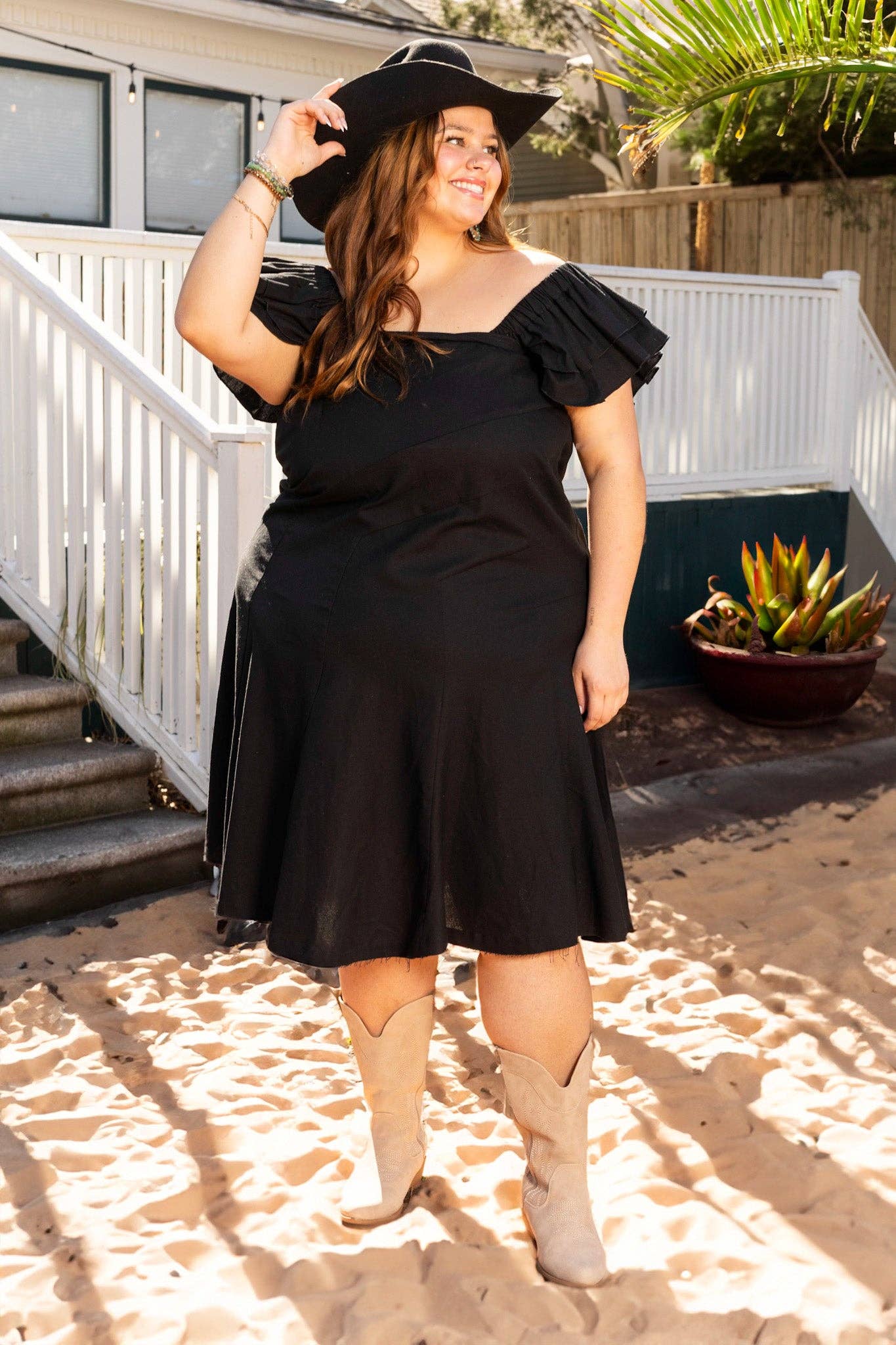 DRE101 Stella Black Linen Dress