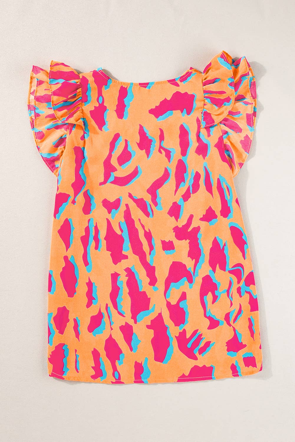 TOP119 - Abstract Ruffled Sleeve V-neck