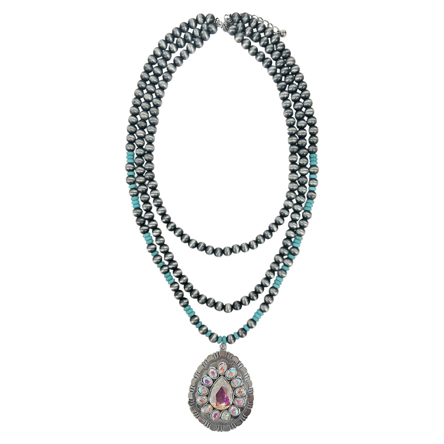 Jewl100 Silver and Turquoise Layered Necklace