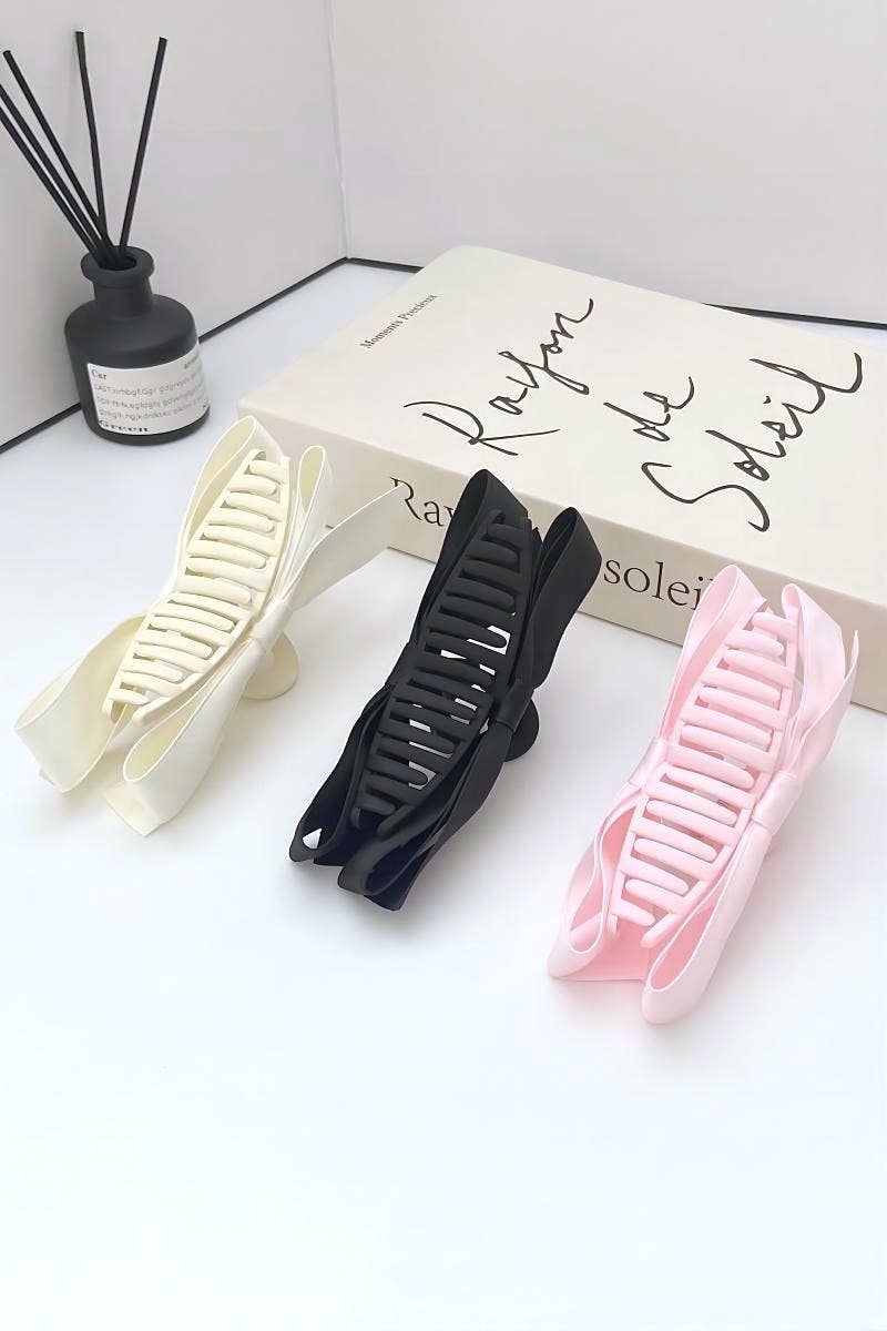 SI26462 Silk Ribbon Bow Hair Claw Clip
