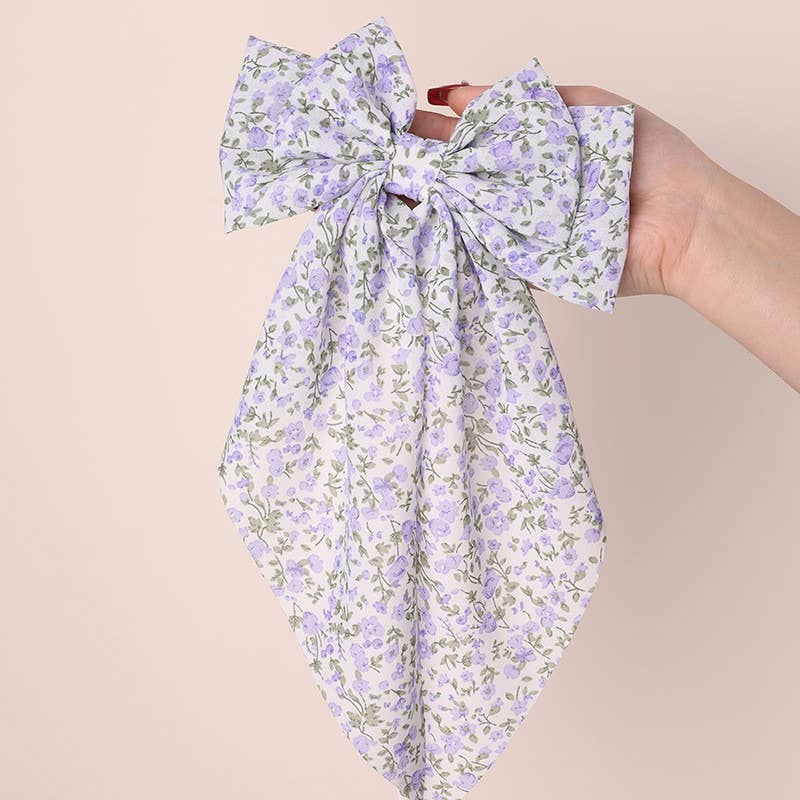 CLIP005 - Floral Bow Ribbon Hair Clip