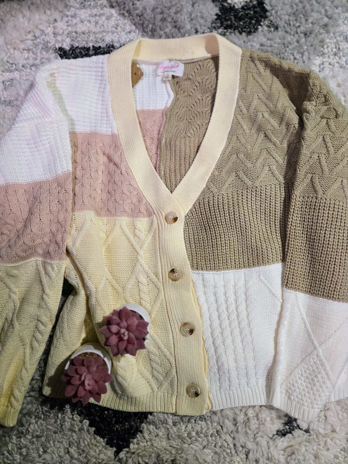 CAB123 Plus Cable Knit Cardigan