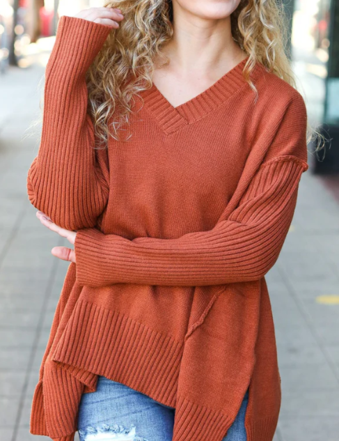 RUS123 Rust Oversized Sweater