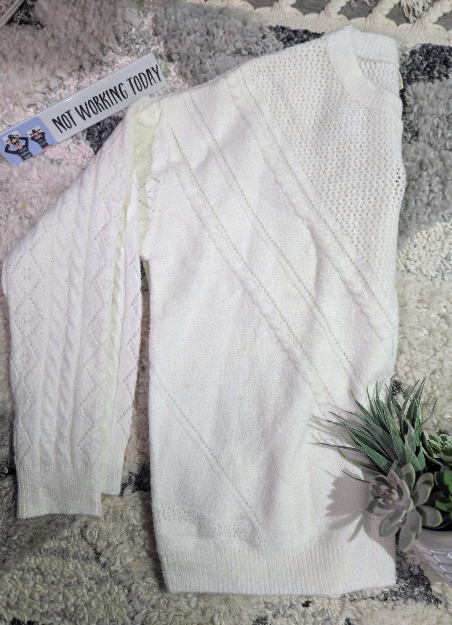 IV123 Ivory Cable Knit Sweater
