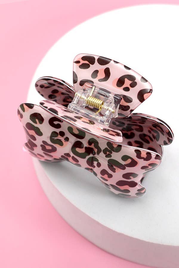 CLIP004 - Pink Cheetah Claw Clip