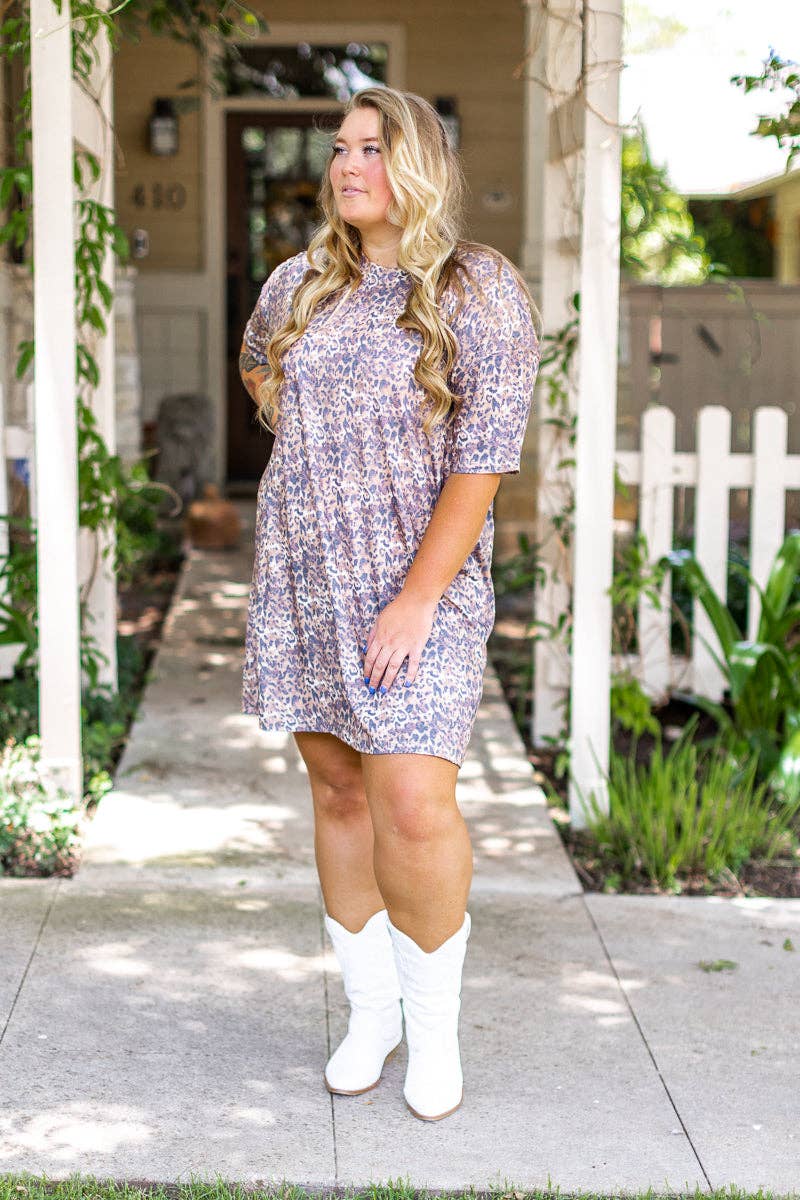 DRE102 - Leopard T-shirt Dress