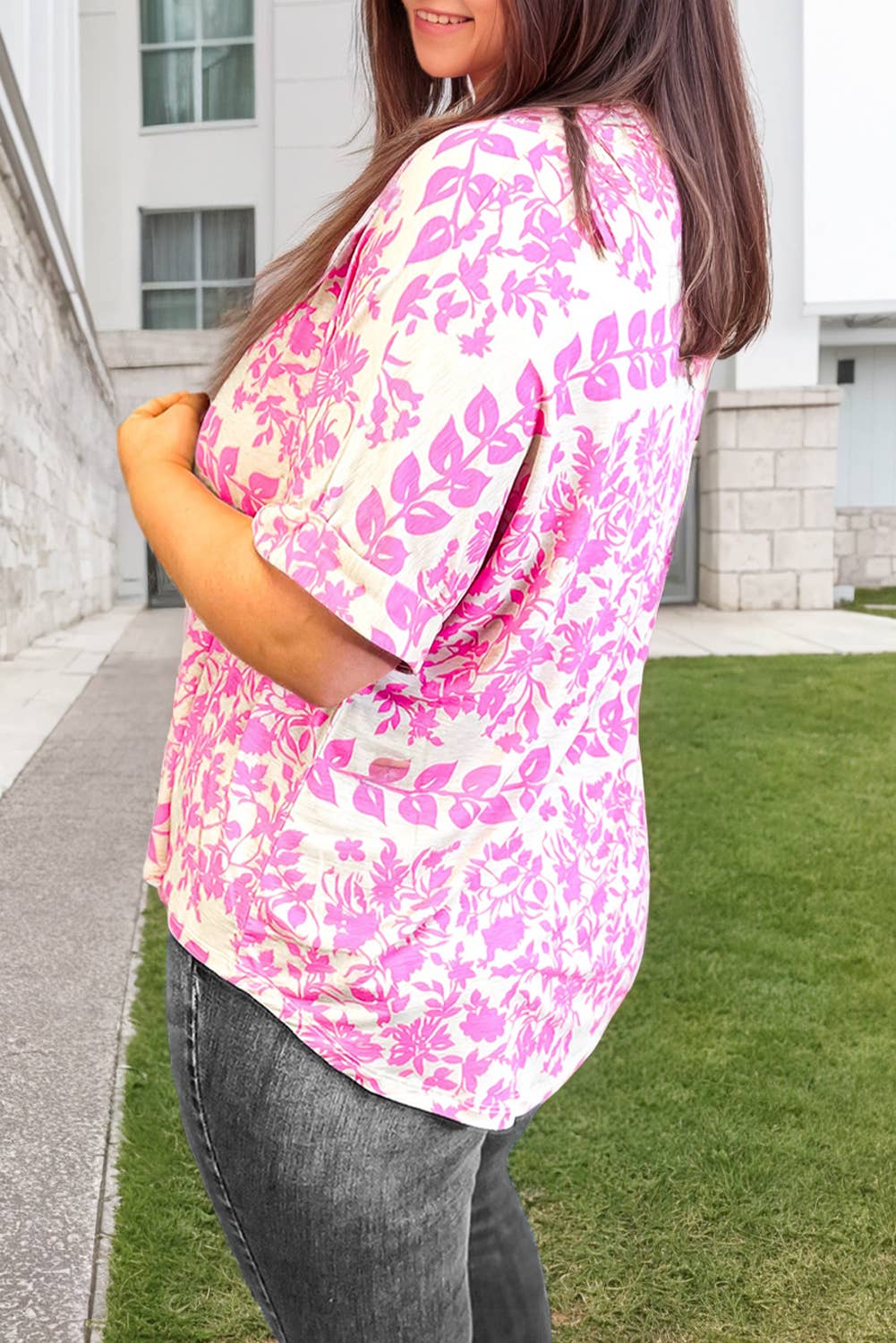 TOP115 Floral Printed Pink
