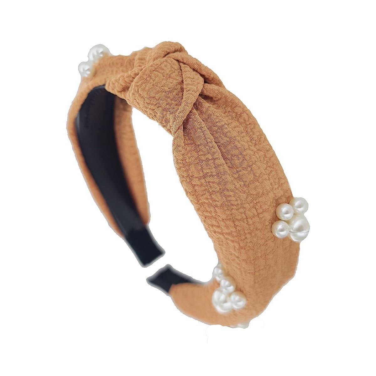 Hband102 - Center Knotted Pearl Detail Fashion Headband