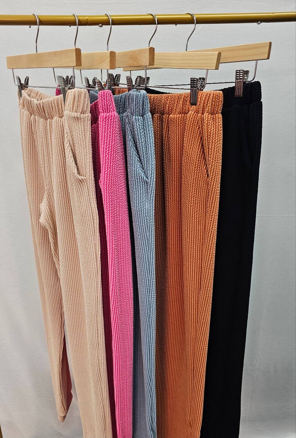 PA1074 Rib Elastic Waist Pants