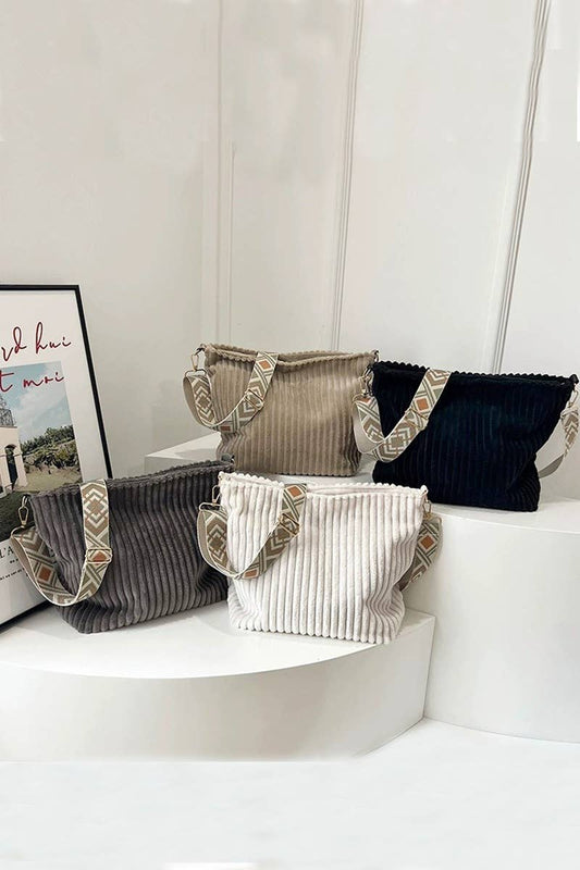 BAG124 - Corduroy Tote Bag With Guitar Shoulder Strap
