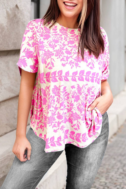 TOP115 Floral Printed Pink