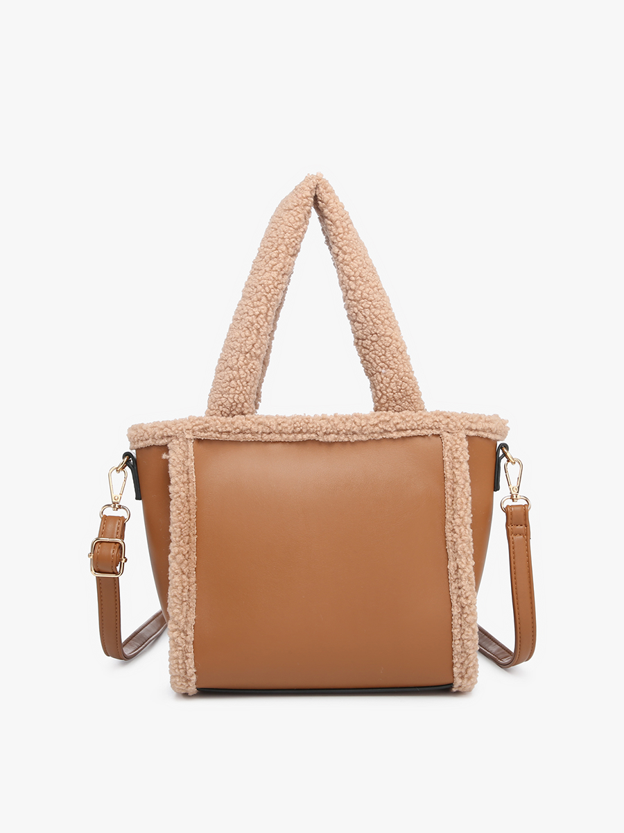 BAG129 - Sherpa Trim Satchel/Crossbody