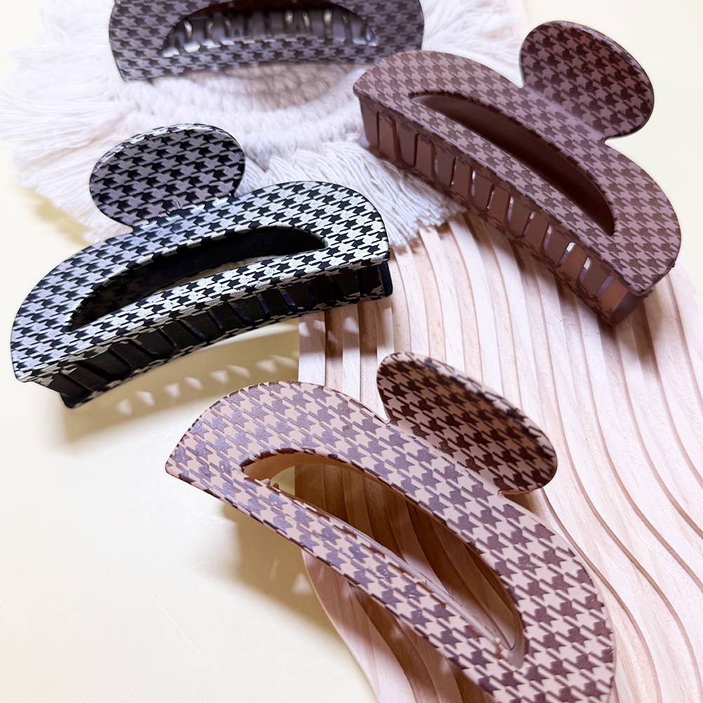 CIP010 - Half Moon Matte Houndstooth Hair Claw Clip
