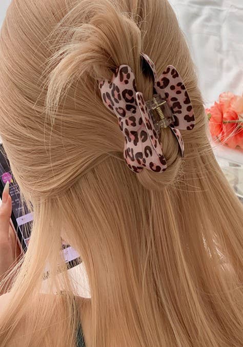 CLIP004 - Pink Cheetah Claw Clip