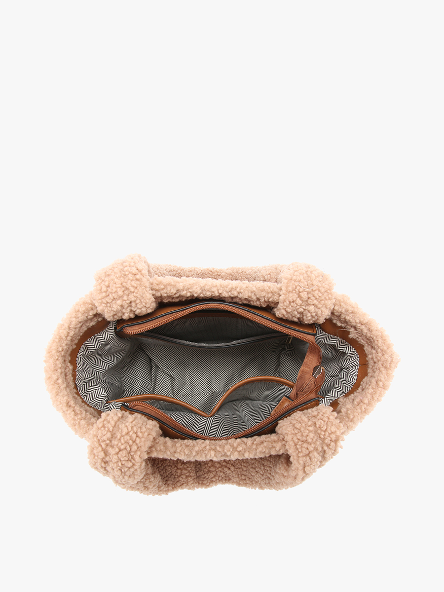 BAG129 - Sherpa Trim Satchel/Crossbody