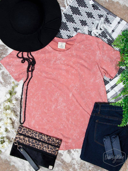 TOP103 Acid Wash Tee -Strawberry Daquiri