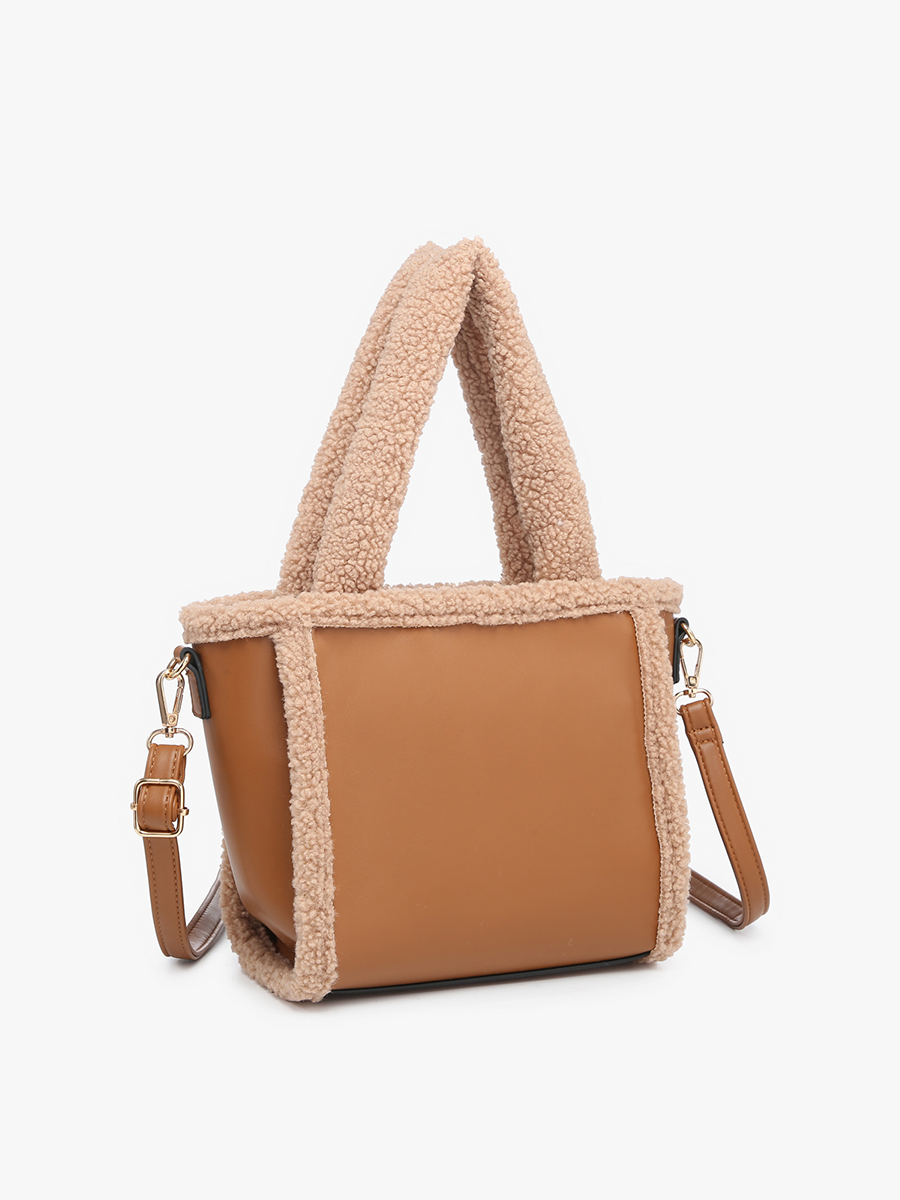 BAG129 - Sherpa Trim Satchel/Crossbody