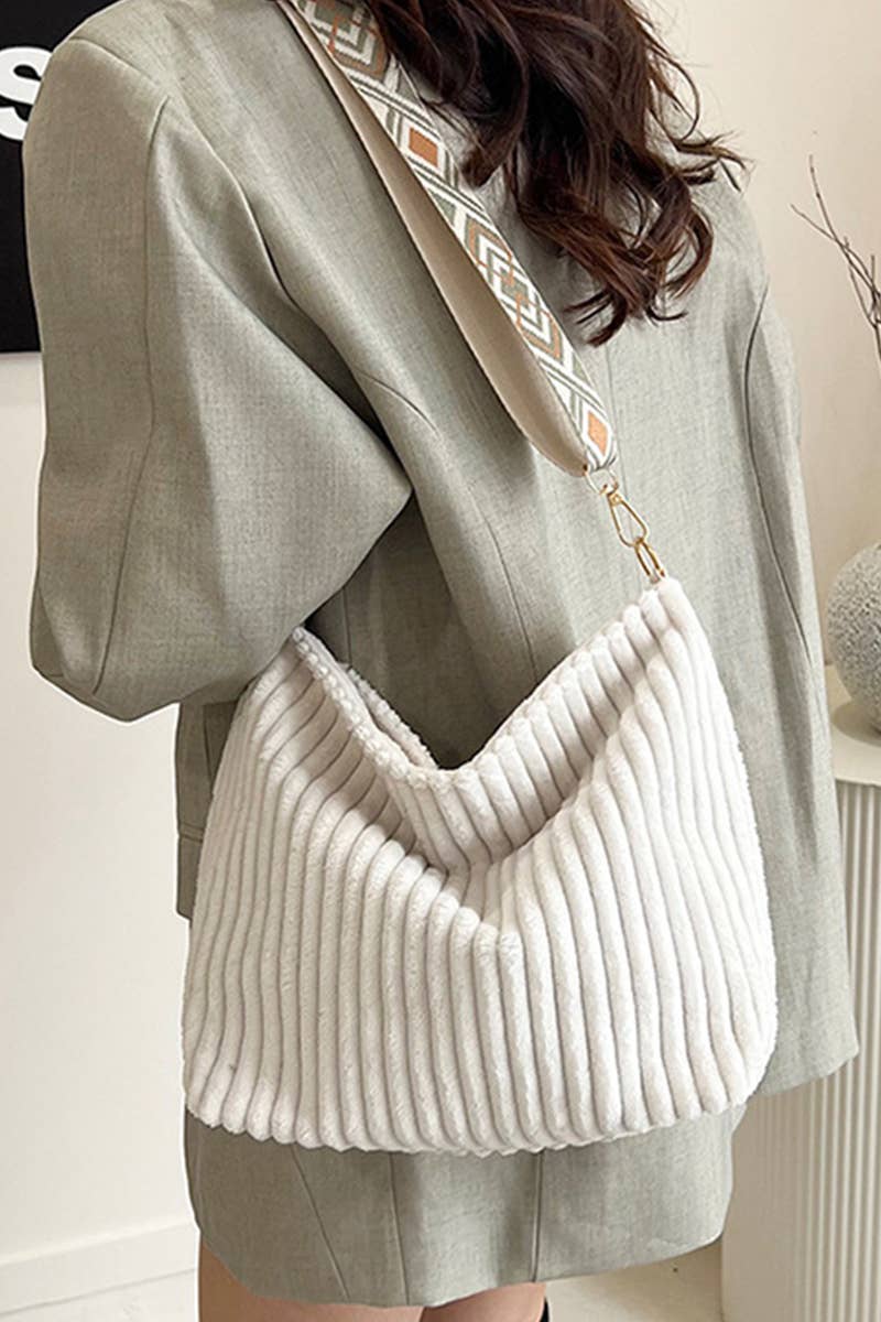 BAG124 - Corduroy Tote Bag With Guitar Shoulder Strap