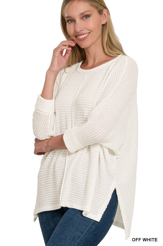 TOP160 - Batwing Sleeve Jacquard Sweater