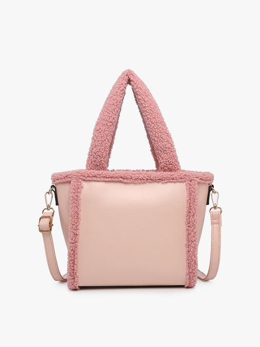 BAG129 - Sherpa Trim Satchel/Crossbody