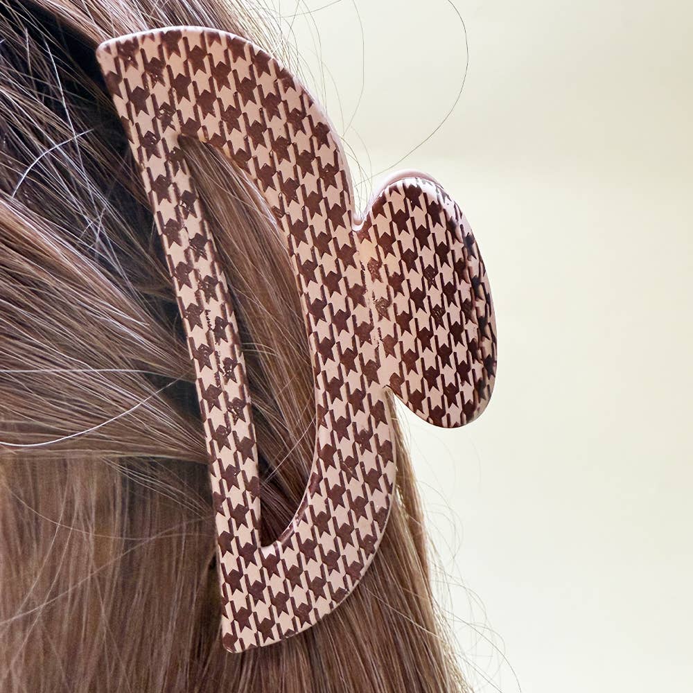 CIP010 - Half Moon Matte Houndstooth Hair Claw Clip