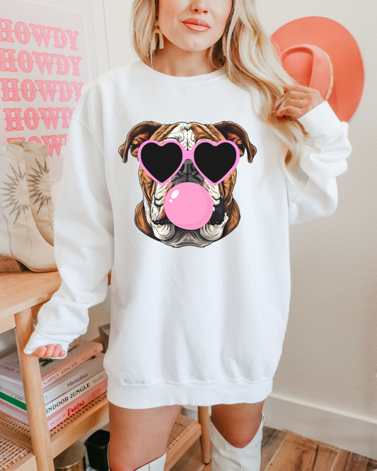 SWE001 - Bulldog Bubblegum White Sweatshirt