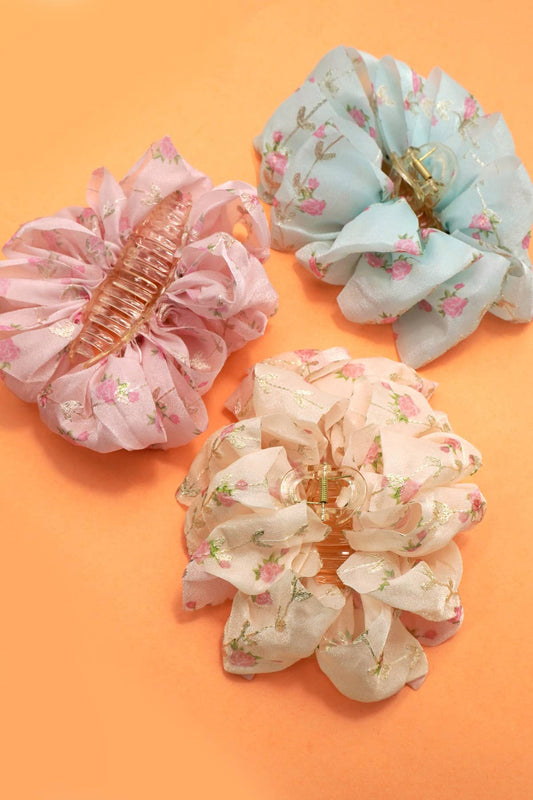 CLIP003 - Sheer Floral Claw Clip