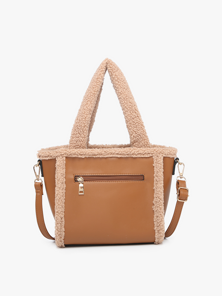 BAG129 - Sherpa Trim Satchel/Crossbody