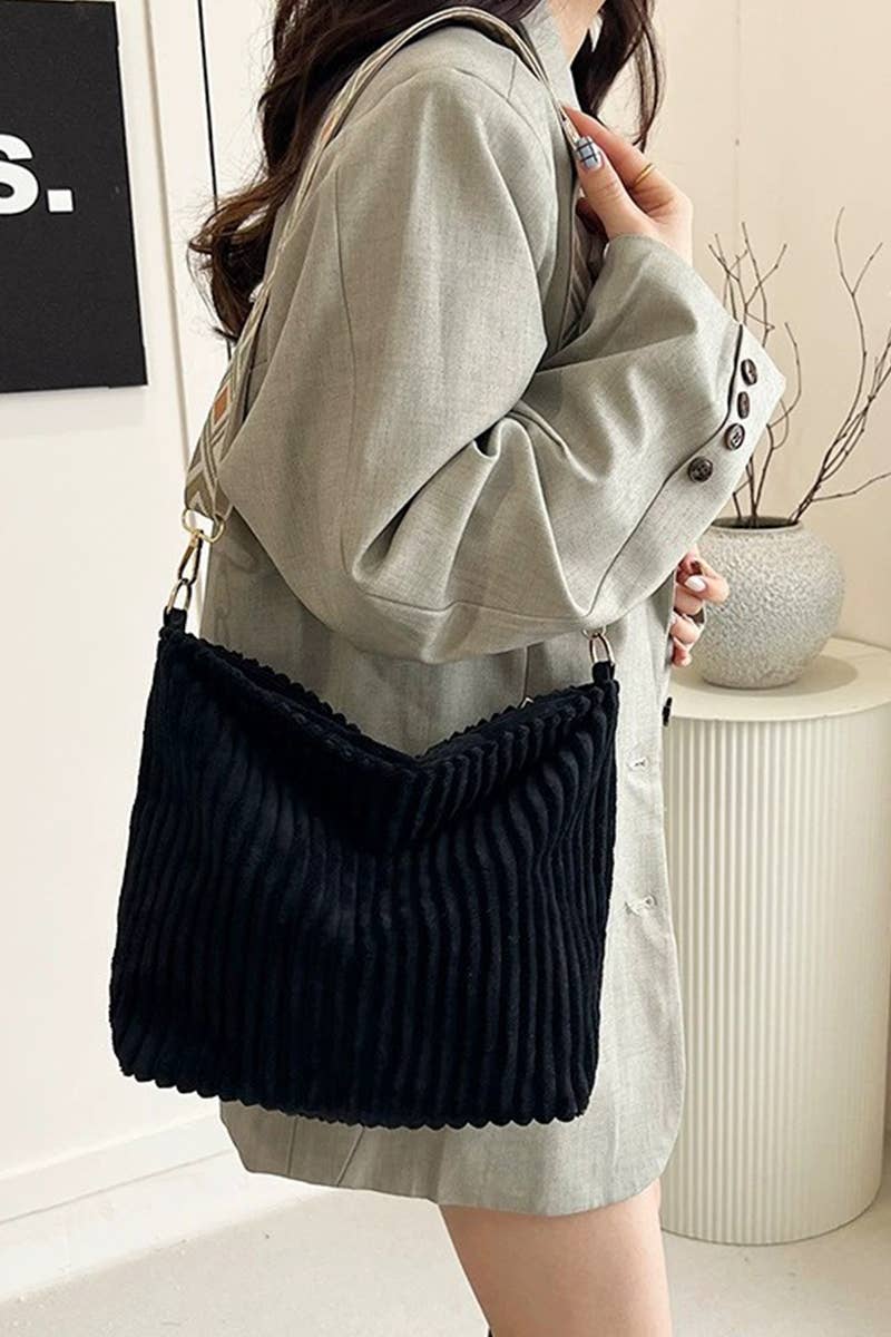 BAG124 - Corduroy Tote Bag With Guitar Shoulder Strap
