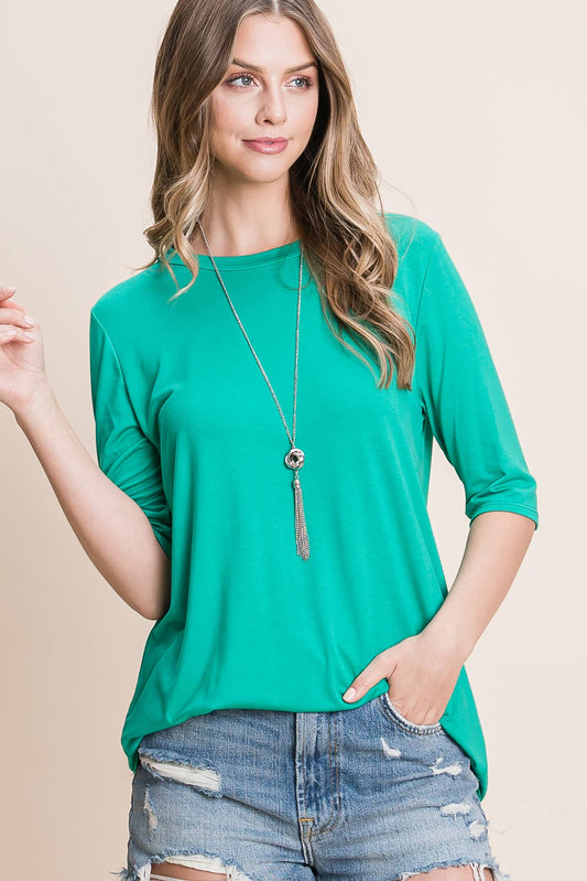 TOP131 - BASIC SOFT TEE - KELLY GREEN
