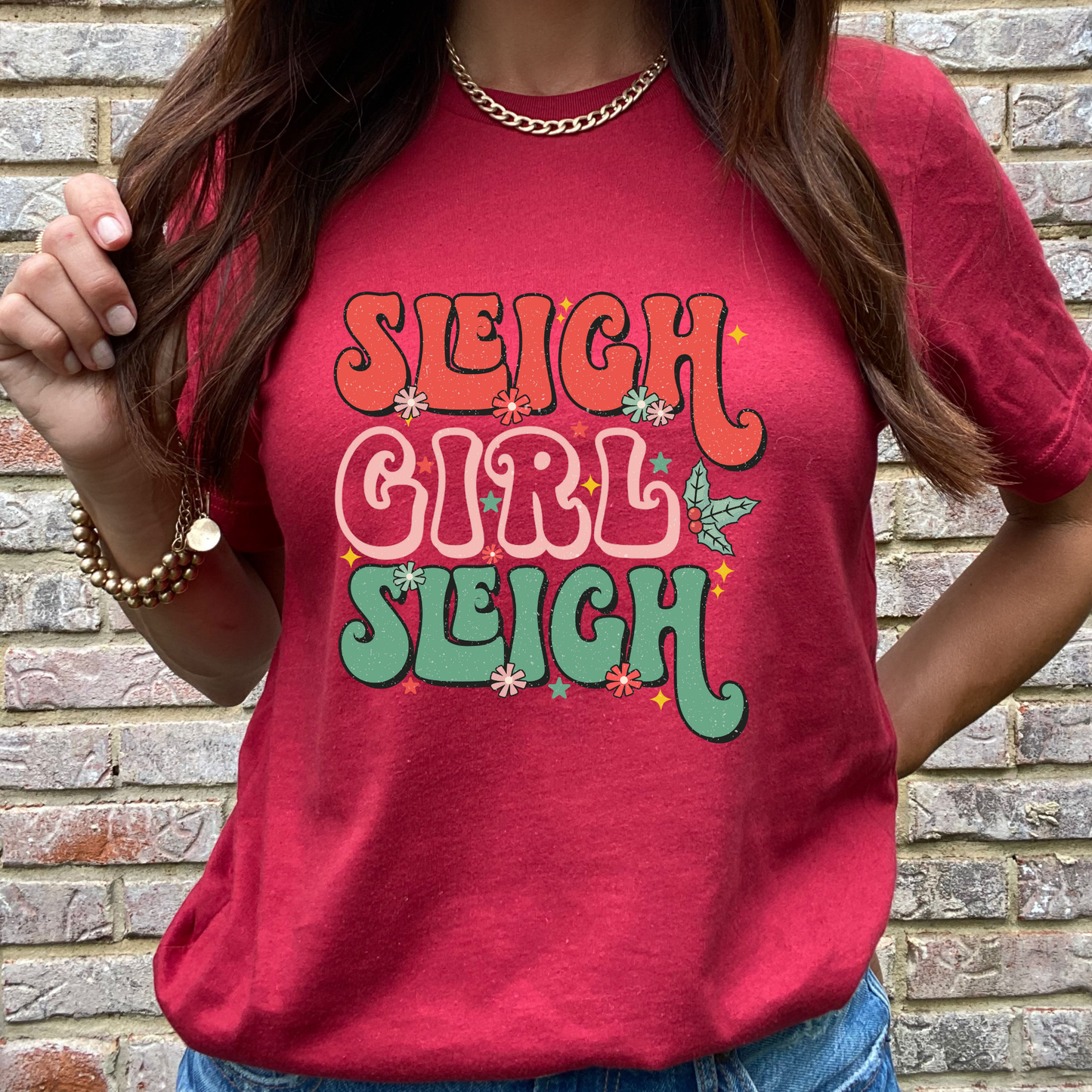Top 165 - Red Sleigh Girl T-shirt