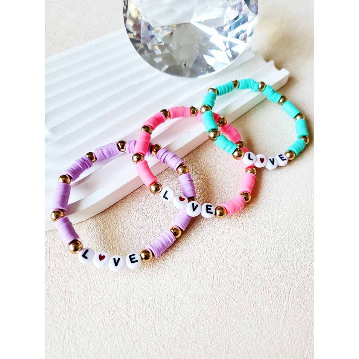 Brc002 - LOVE lettered Beaded Bracelet