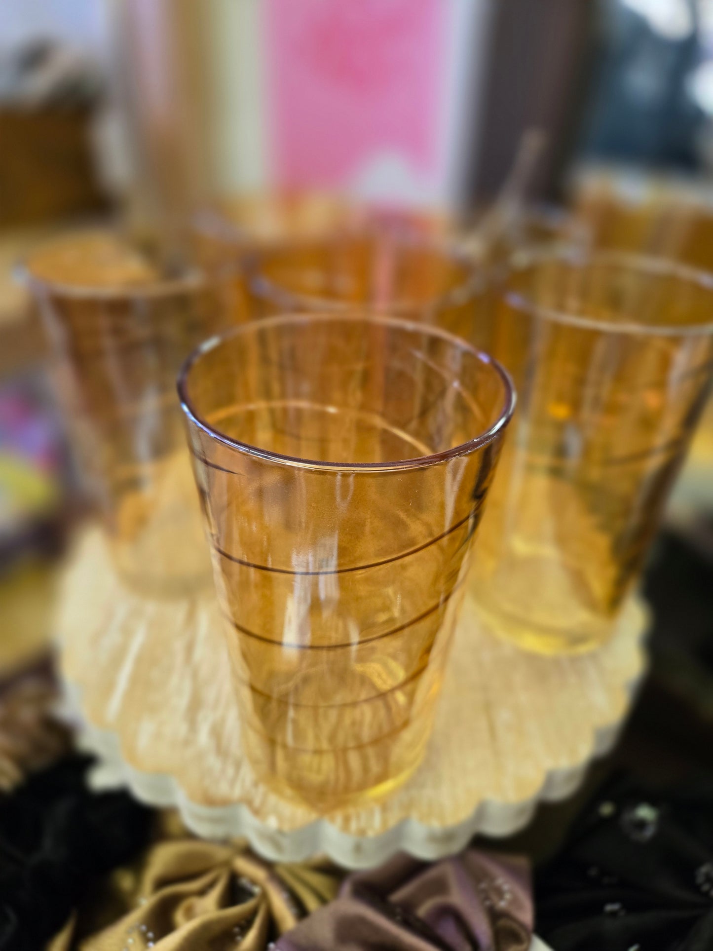 Set of 6 amber glasses