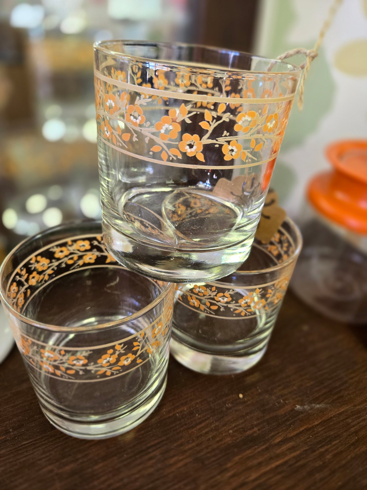Set of 3 floral drinking glasses